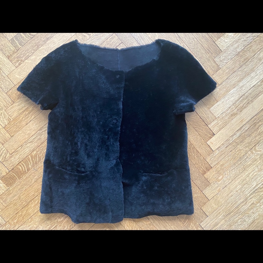 Reversible shearling cropped jacket